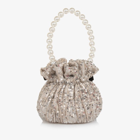 Sequin bag with black velvet bow