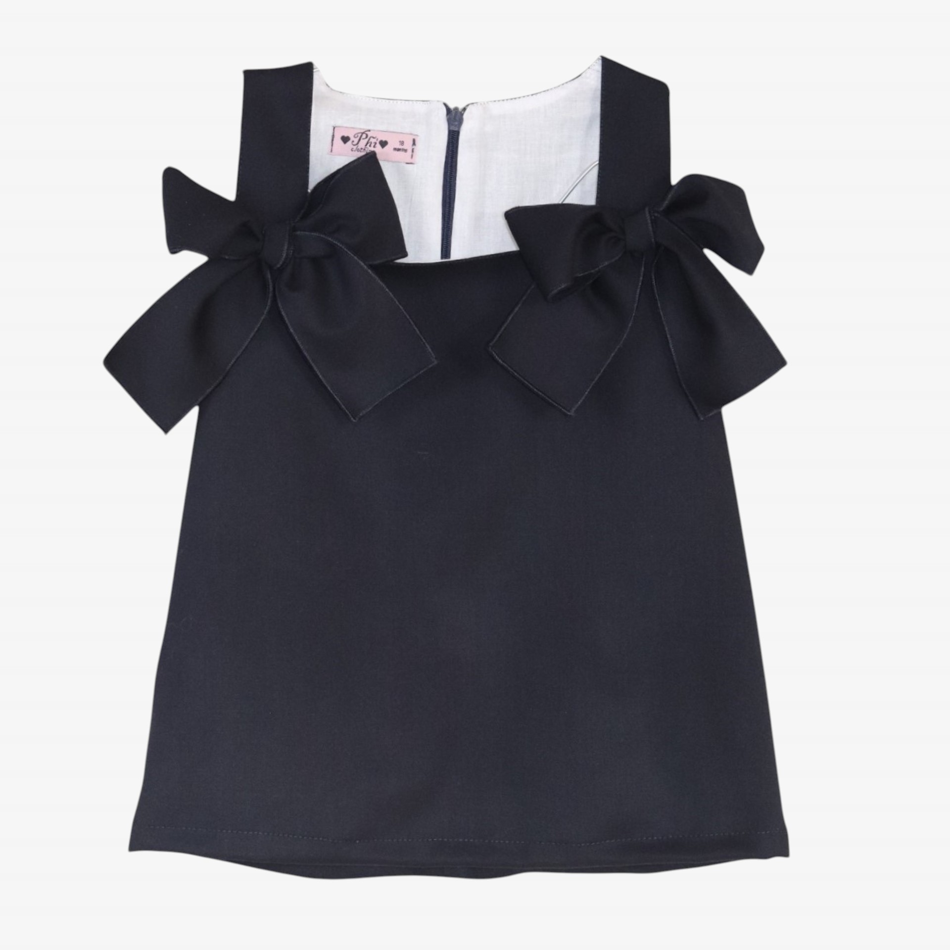 Navy blue dress with bows
