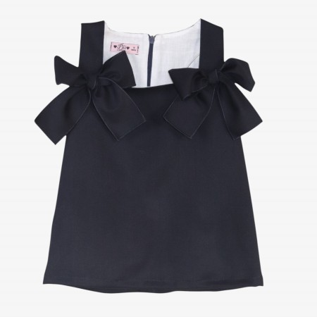 Navy blue dress with bows