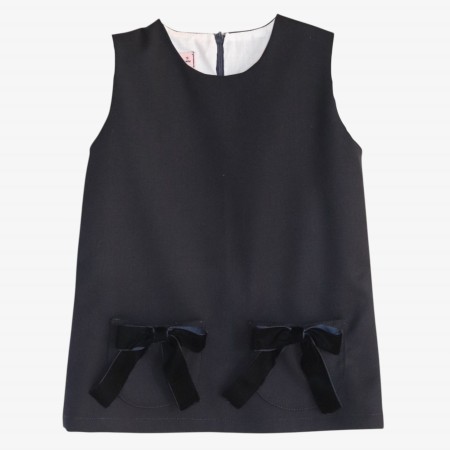 Navy blue dress with velvet bows Navy blue dress with velvet bows
