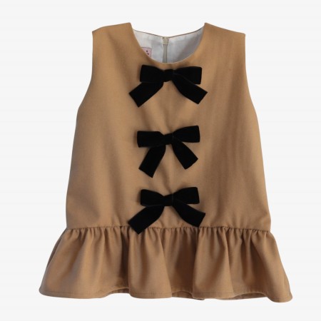 Camel dress with bows