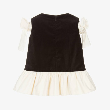 Black dress with ivory bows and ruffle Black dress with ivory bows and ruffle