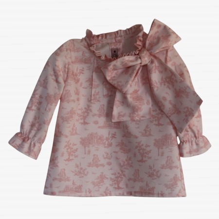 Pink toile de jouy blouse with bow Pink toile de jouy blouse with bow