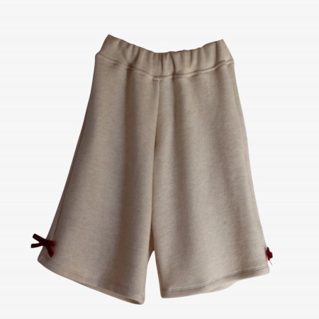 Ivory knit trousers with burgundy bows Ivory knit trousers with burgundy bows