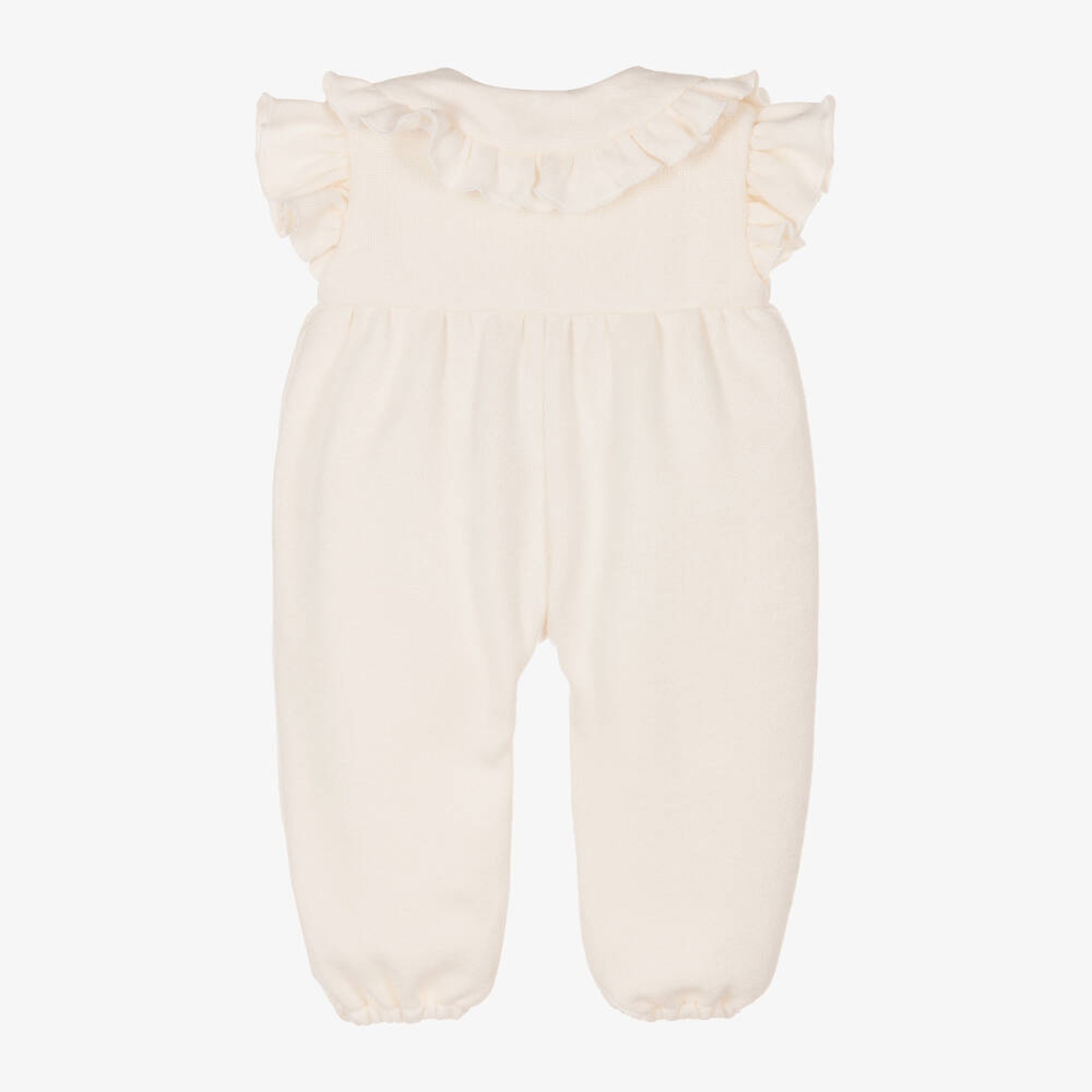 Ivory jumpsuit with burgundy bows