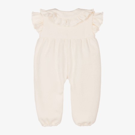 Ivory jumpsuit with burgundy bows