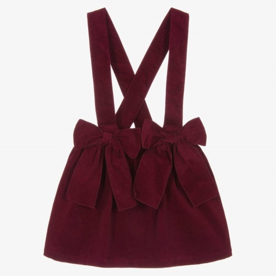 Burgundy velvet skirt with straps