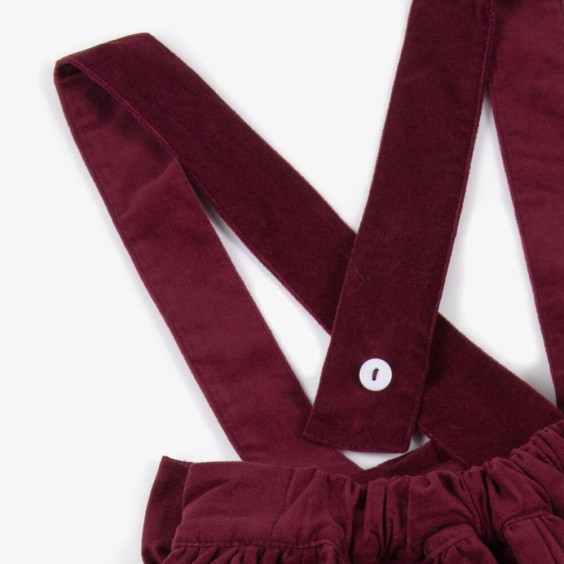 Burgundy velvet skirt with straps
