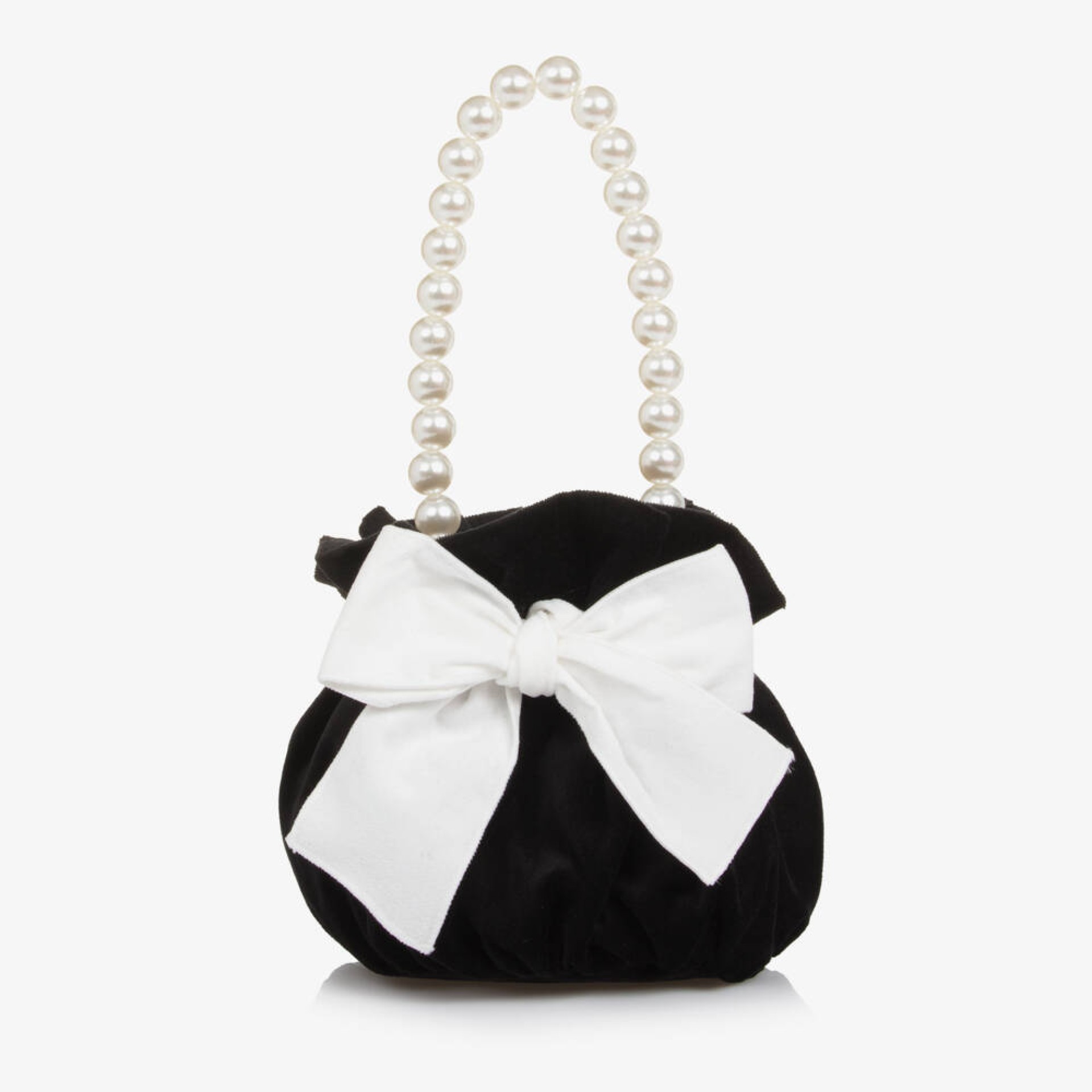 Black velvet bag with ivory velvet bow
