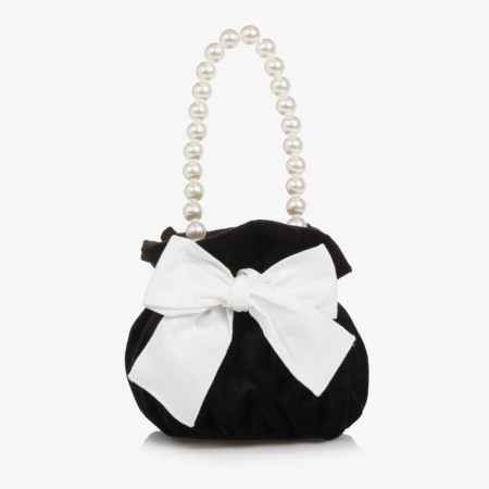 Black velvet bag with ivory velvet bow Black velvet bag with ivory velvet bow