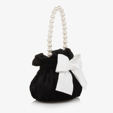 Black velvet bag with ivory velvet bow Black velvet bag with ivory velvet bow