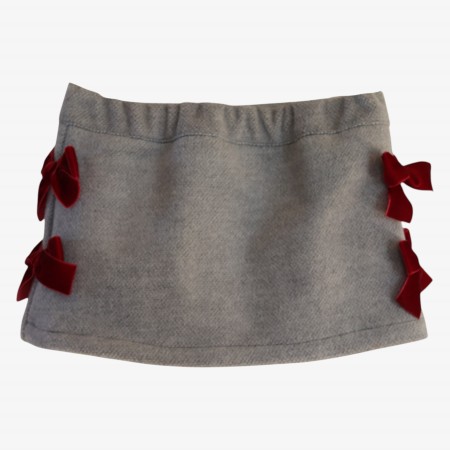 Saia cinzenta com laços de veludo bordeaux Saia cinzenta com laços de veludo bordeaux