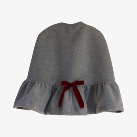 Grey cape with burgundy velvet bow Grey cape with burgundy velvet bow