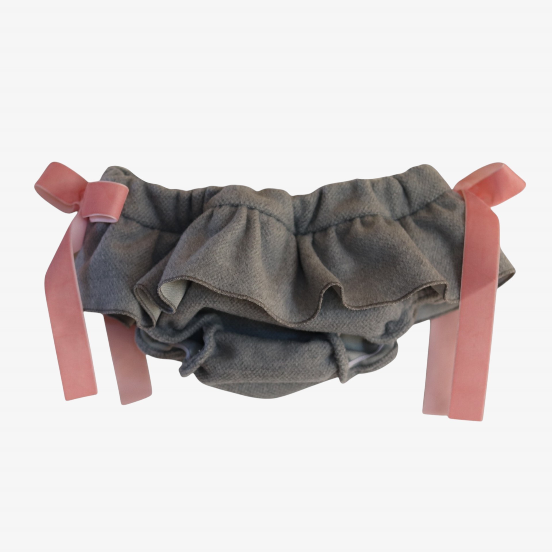 Grey bloomer with pink velvet bows