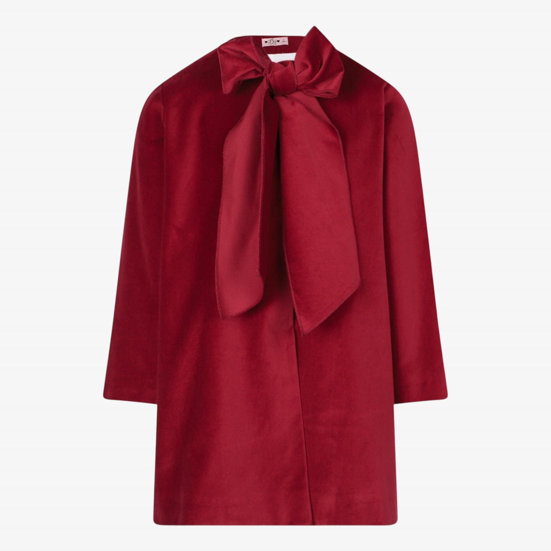 Bordeaux Velvet Bow Coat