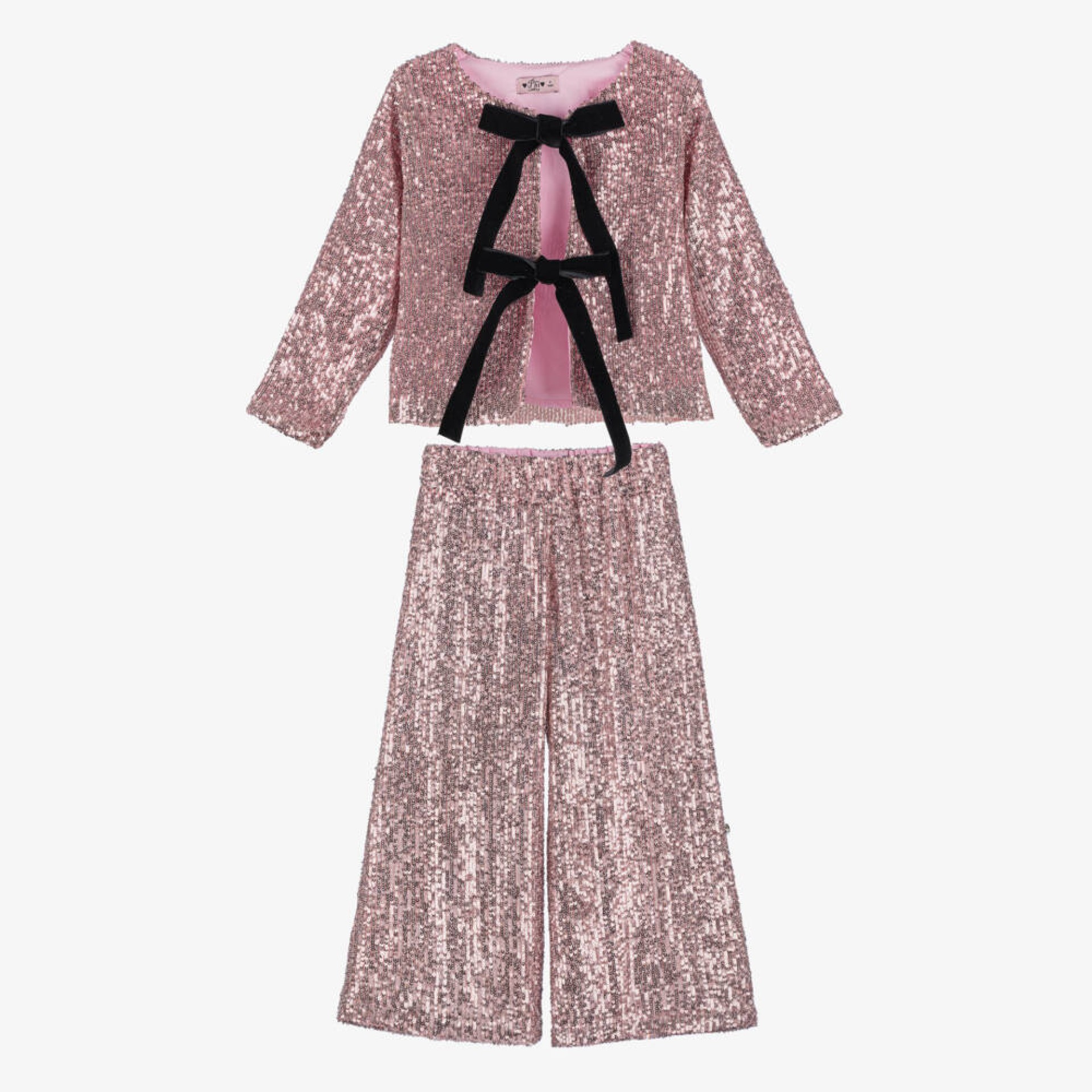 Pink sequined jacket with bows