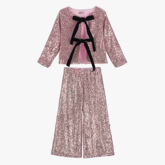 Pink sequined jacket with bows