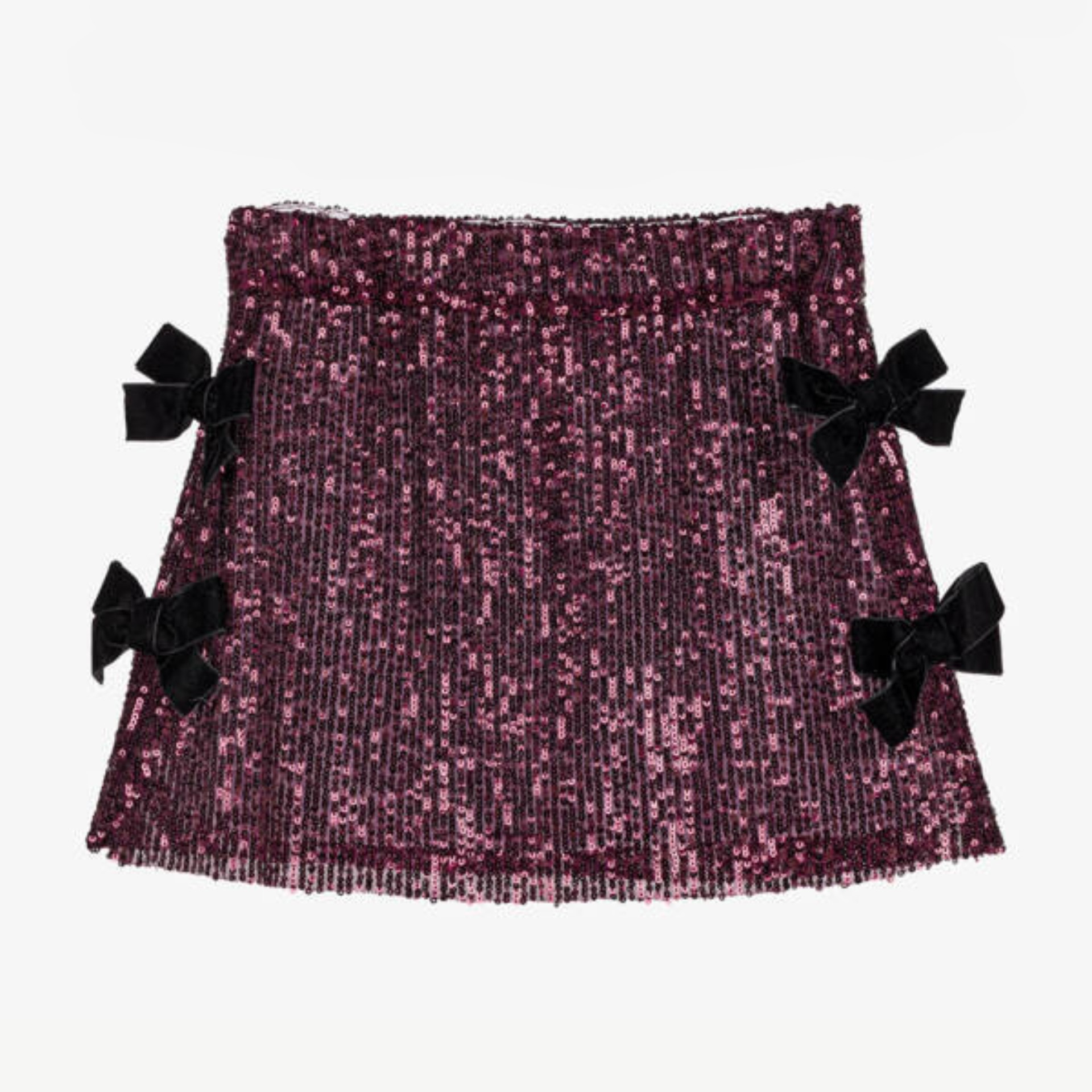 Sequined burgundy skirt with bows