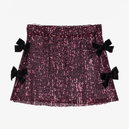 Sequined burgundy skirt with bows Sequined burgundy skirt with bows