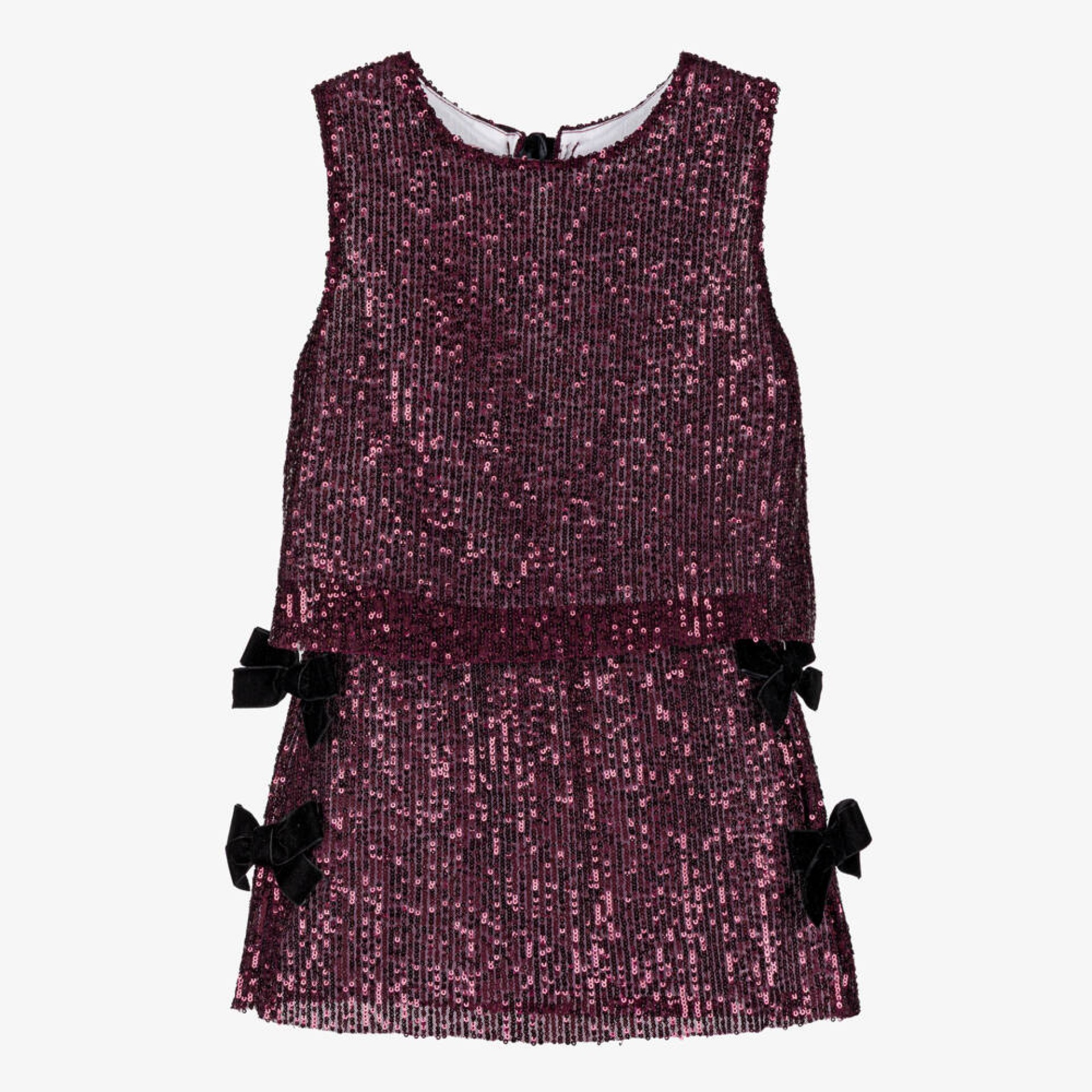 Sequined burgundy skirt with bows