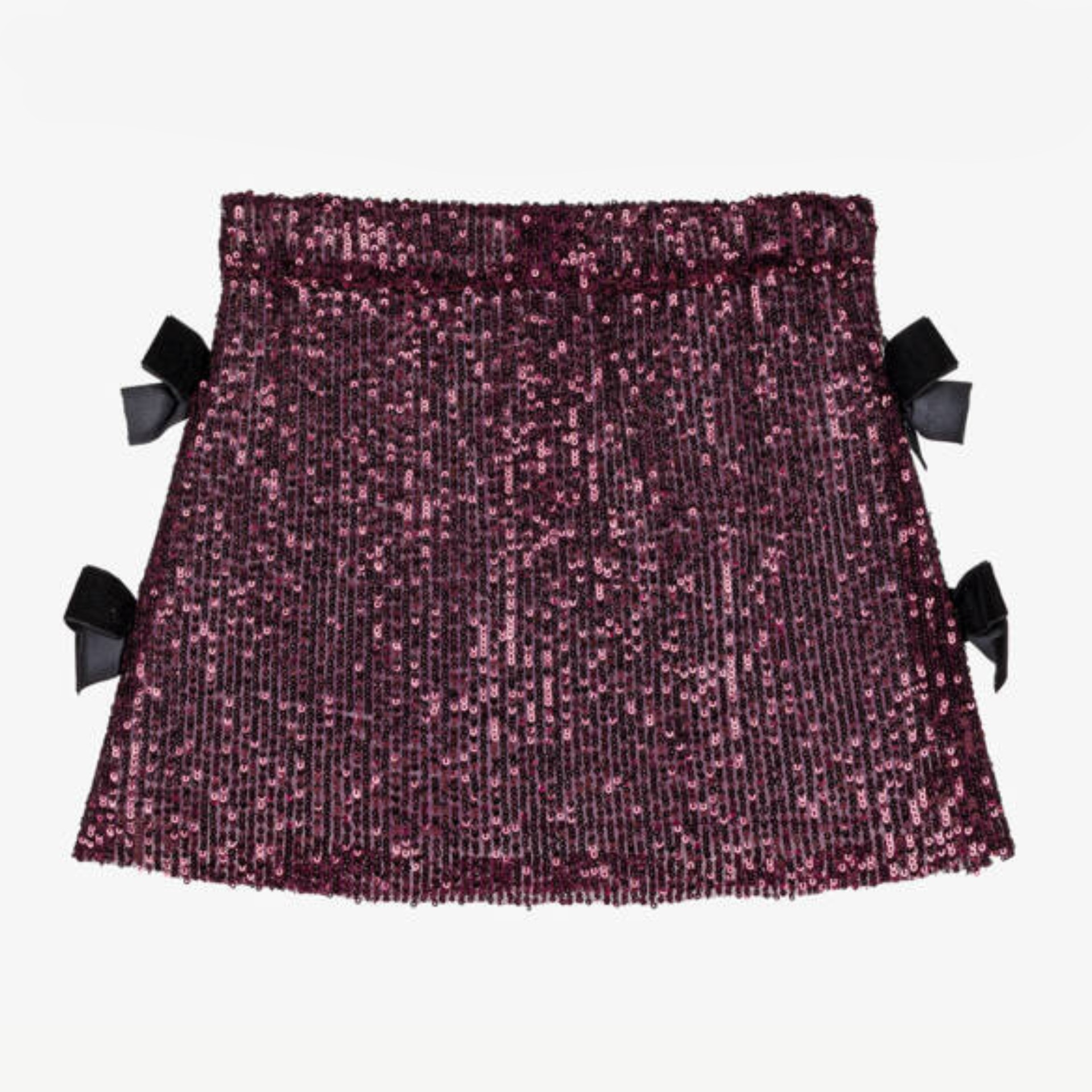 Sequined burgundy skirt with bows