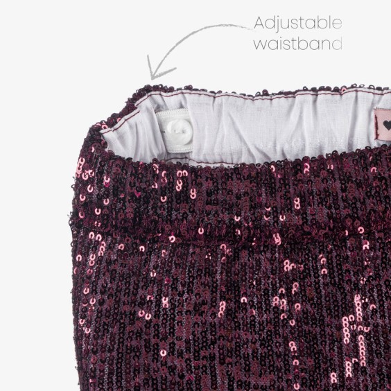 Sequined burgundy skirt with bows