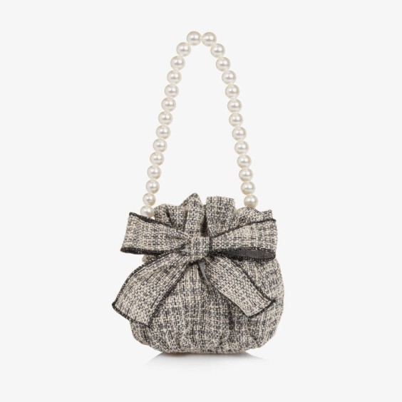Black and white tweed bag