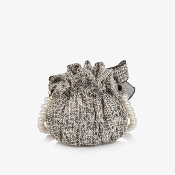 Black and white tweed bag