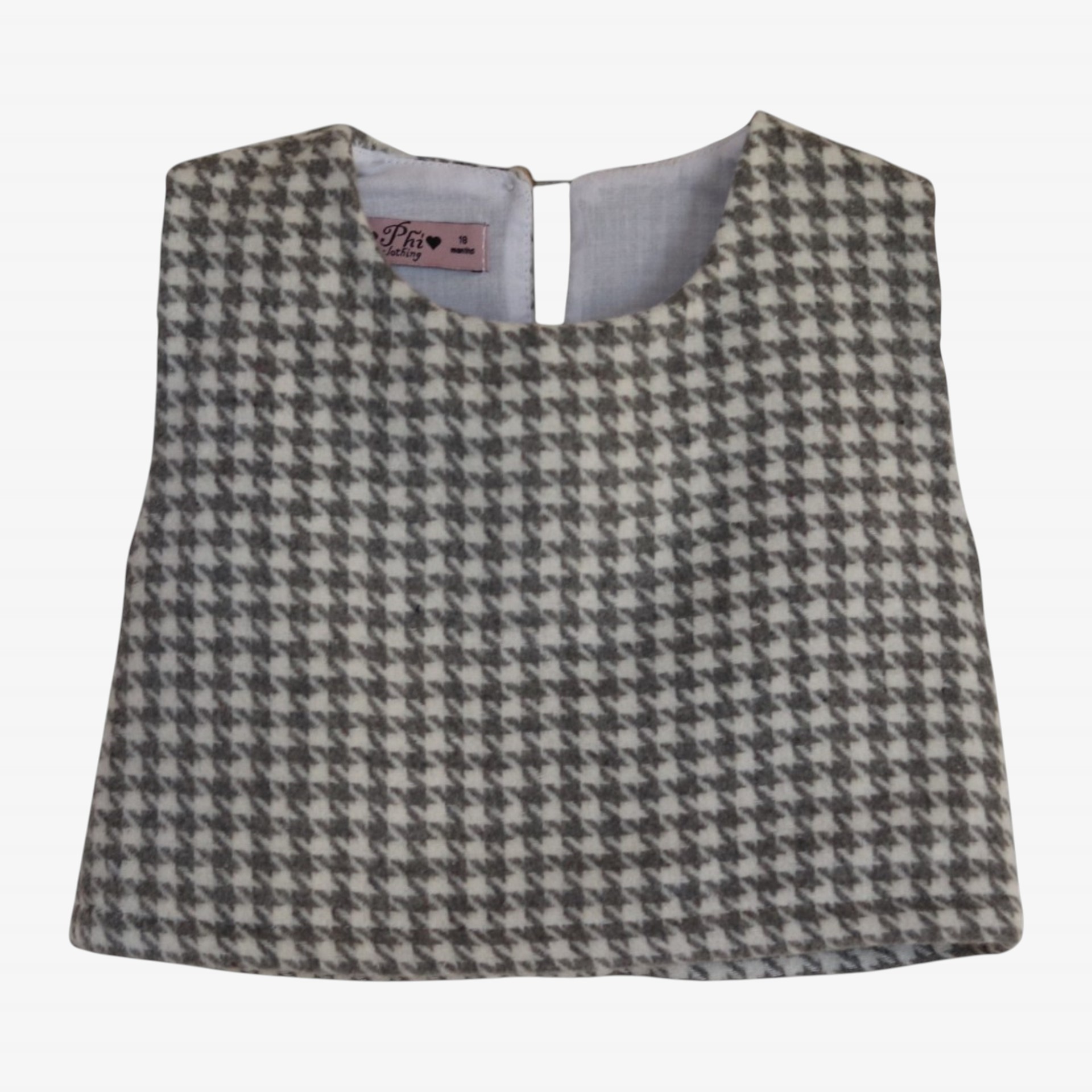 Grey pied de poule blouse with bows