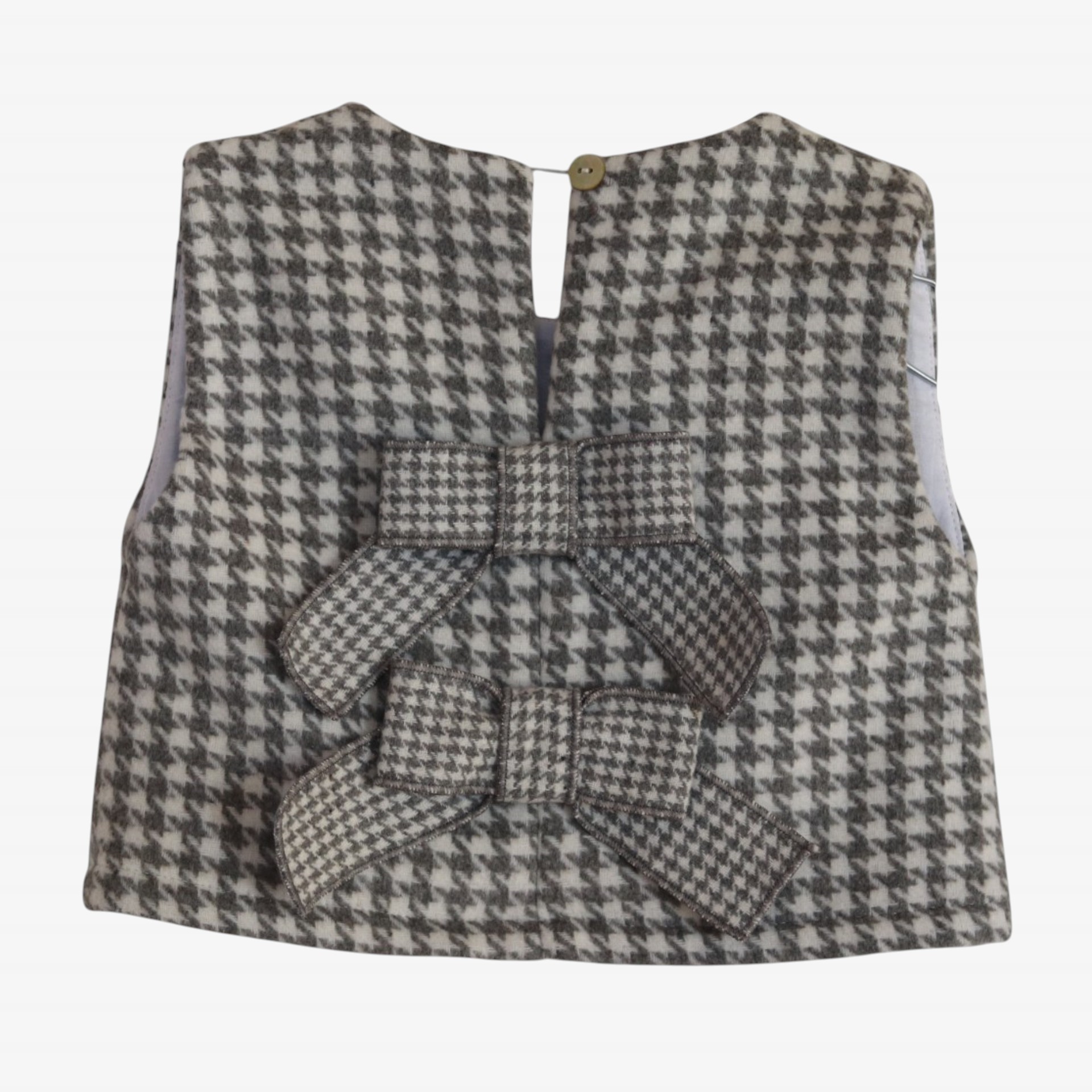 Grey pied de poule blouse with bows