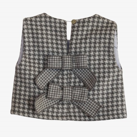Grey pied de poule blouse with bows Grey pied de poule blouse with bows