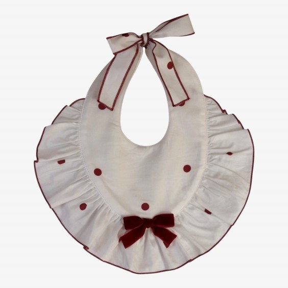 Bordeaux polka dot bib