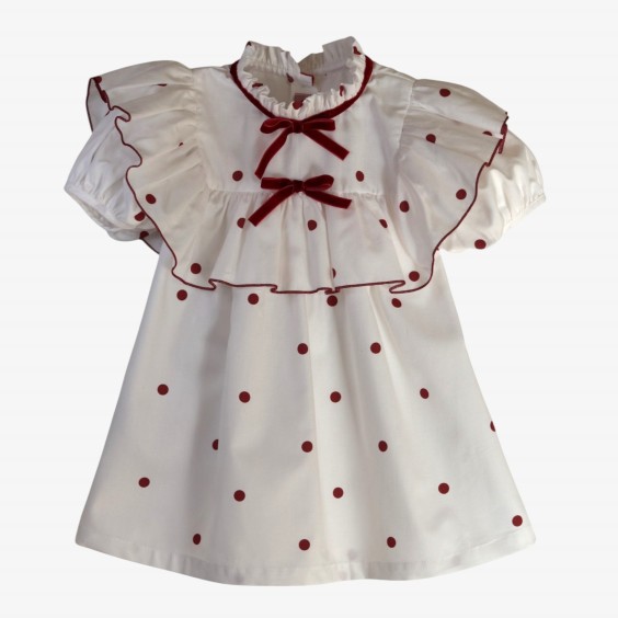 Burgundy dress with polka dots