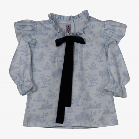 Blue toile de jouy blouse