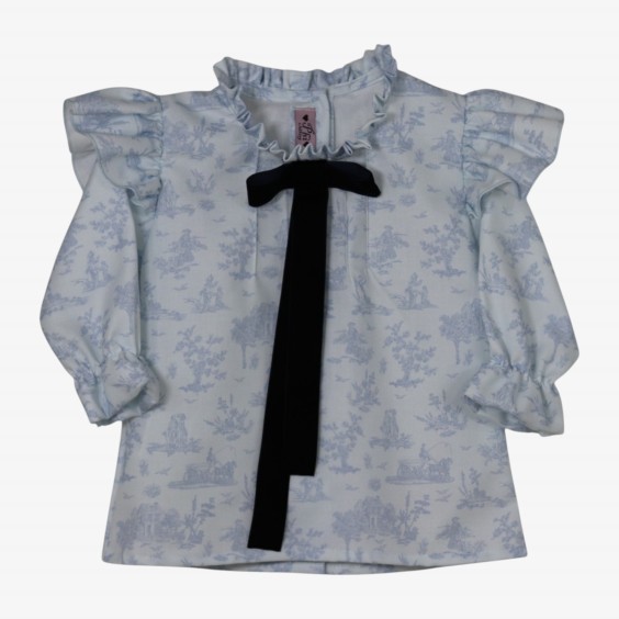 Blue toile de jouy blouse