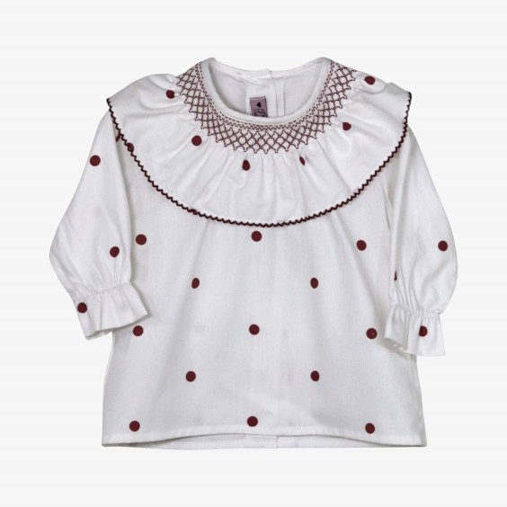 Ivory blouse with burgundy polka dots Ivory blouse with burgundy polka dots