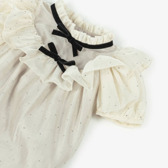 Ivory voile romper with silver studs