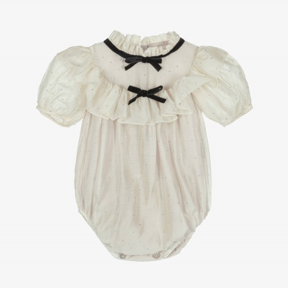 Ivory voile romper with silver studs