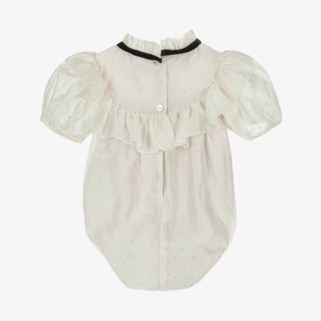 Ivory voile romper with silver studs