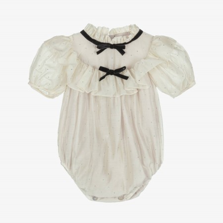 Ivory voile romper with silver studs