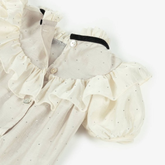 Ivory voile romper with silver studs