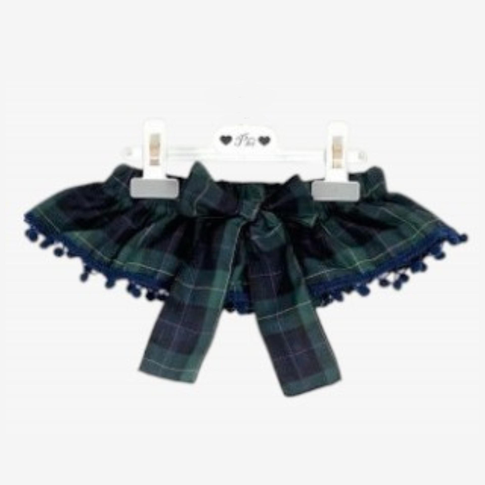 Green check bloomer with pompom.