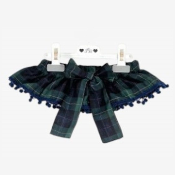 Green check bloomer with pompom. Green check bloomer with pompom.