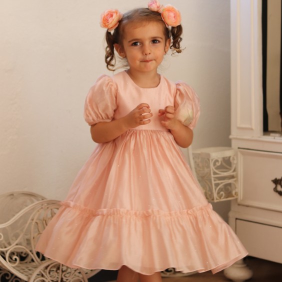 Pink chiffon dress with silver stud