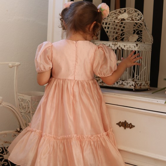 Pink chiffon dress with silver stud