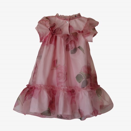 Pink with roses organza dress