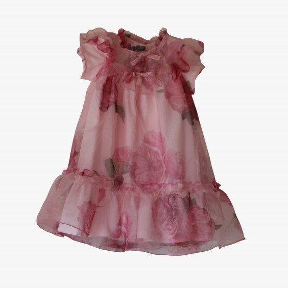 Pink with roses organza dress