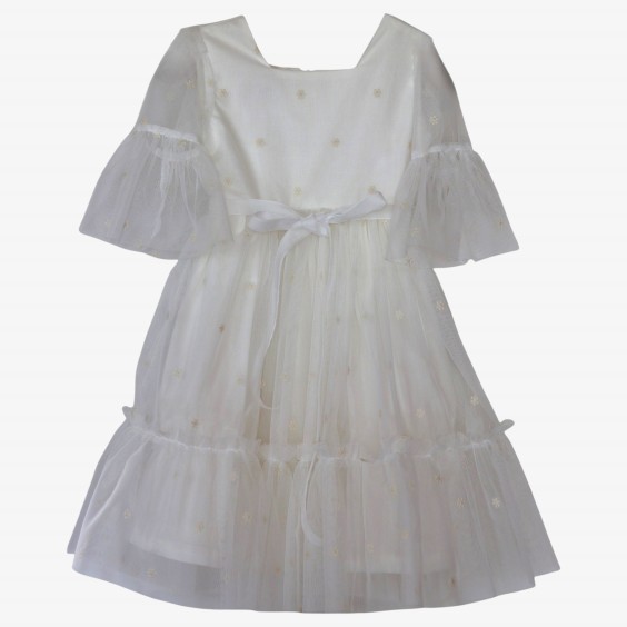 Ivory tulle with flowers midi dress