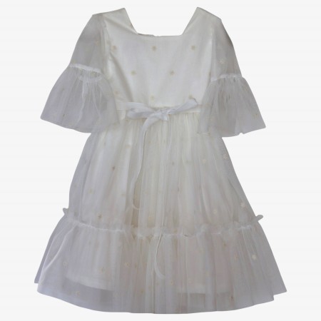 Ivory tulle with flowers midi dress