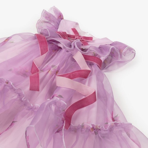Lilac organza dress with flowers